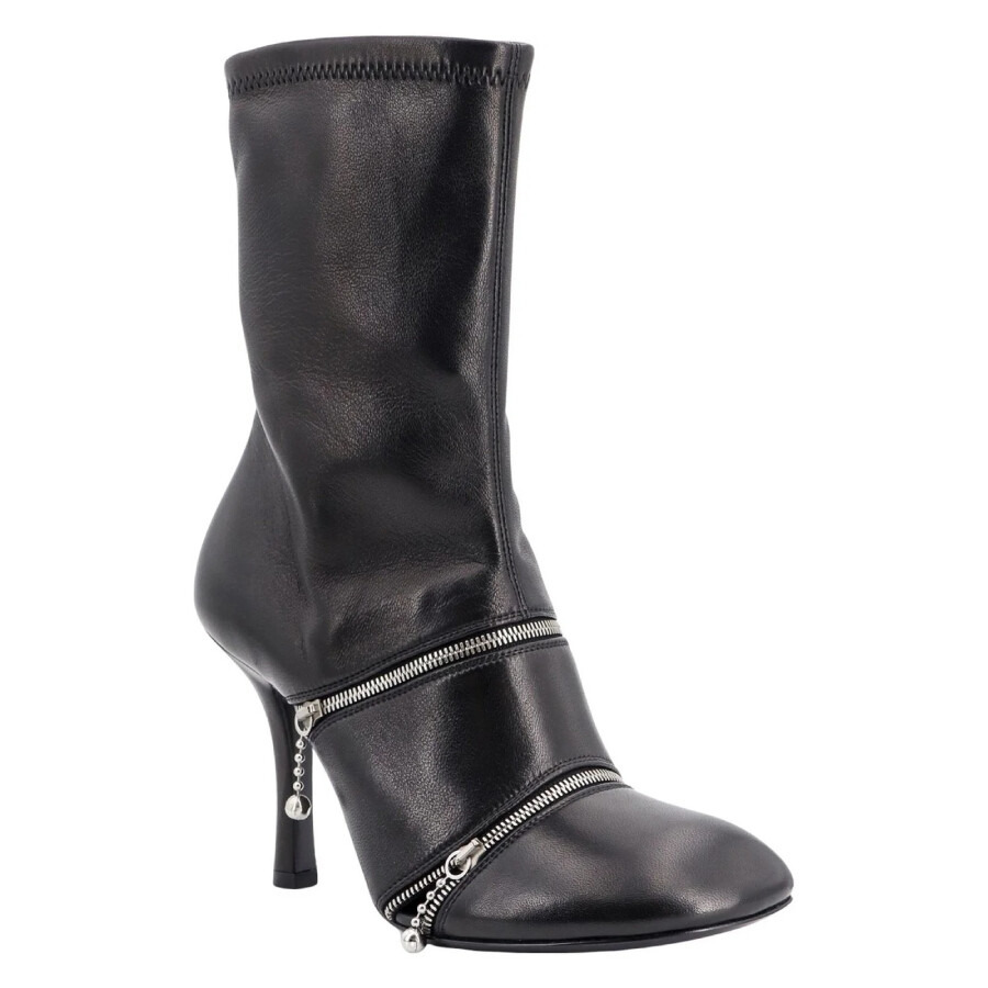 Burberry Peep Square Toe Leather Ankle Boots - 2