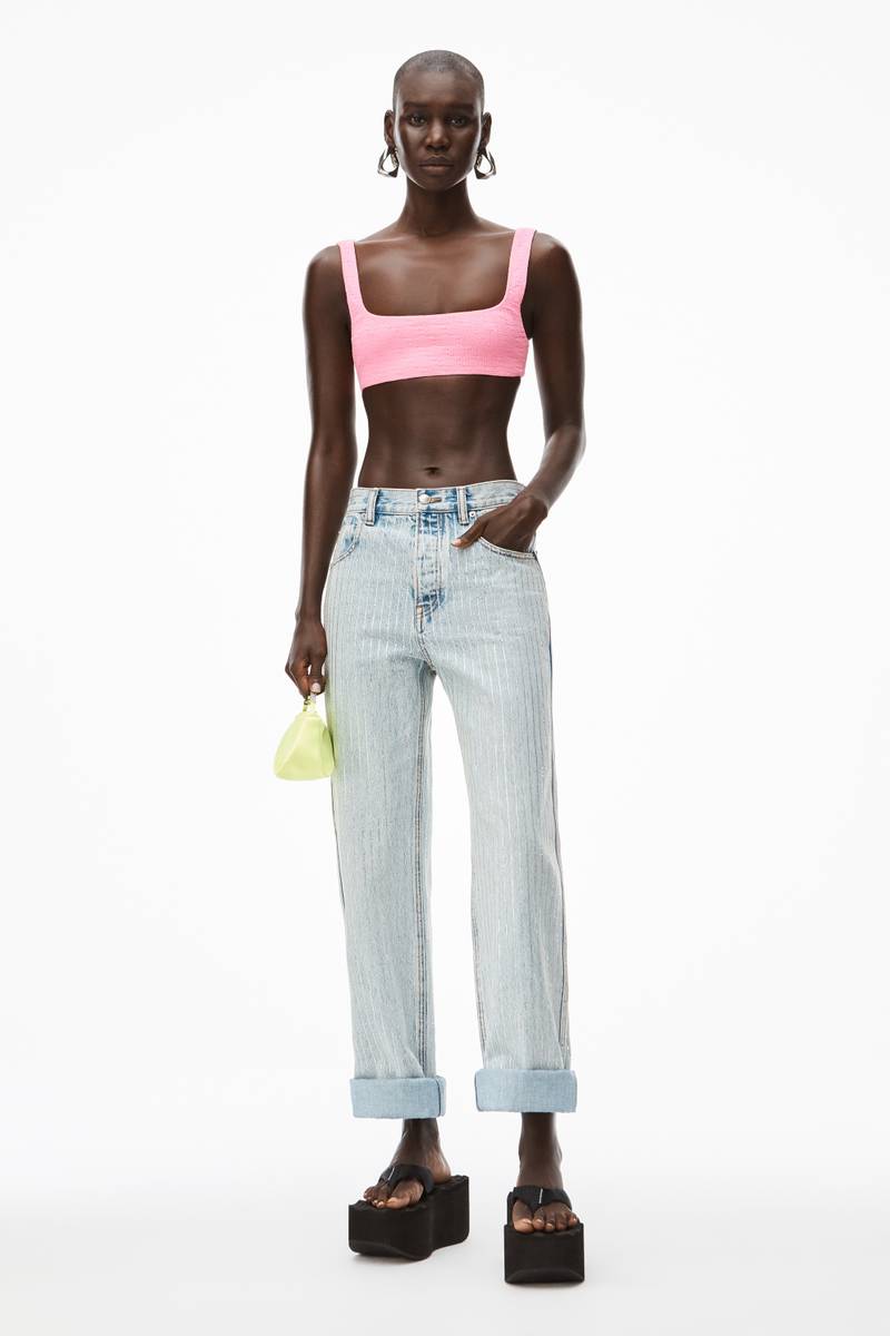 Alexander Wang BIKINI TOP IN TEXTURED LOGO JERSEY outlook