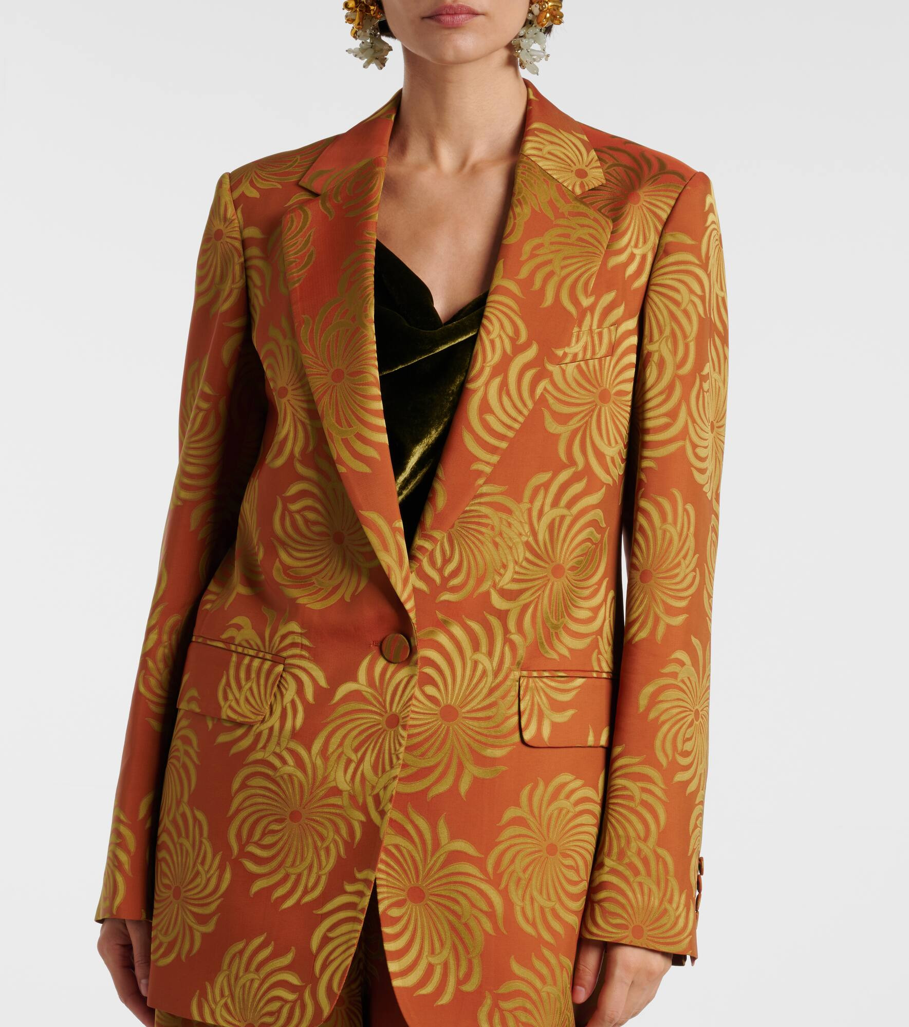 Floral jacquard blazer - 6