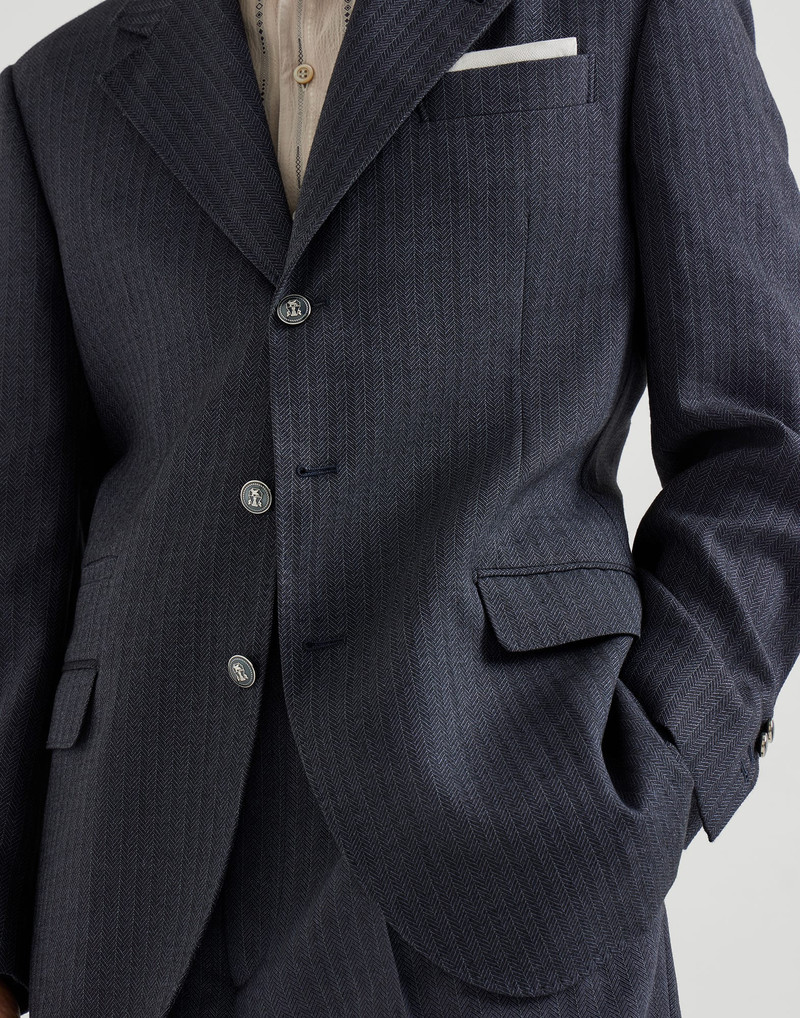 Virgin wool and paper fiber chevron Tailor blazer with metal buttons 4