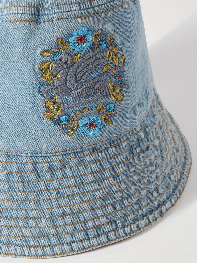 Embroidered denim bucket hat 3