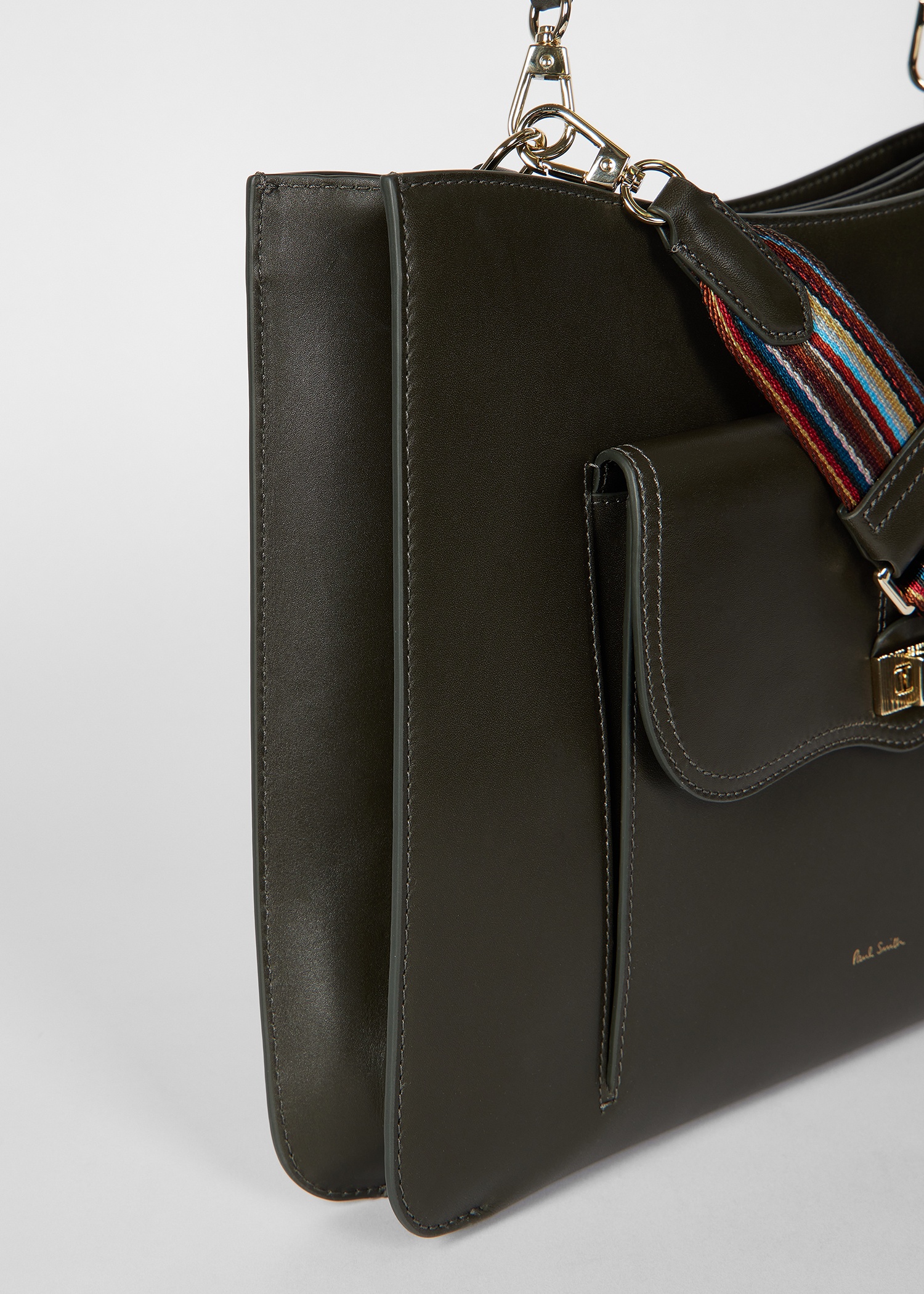 Women's Dark Green Leather Bag - 3