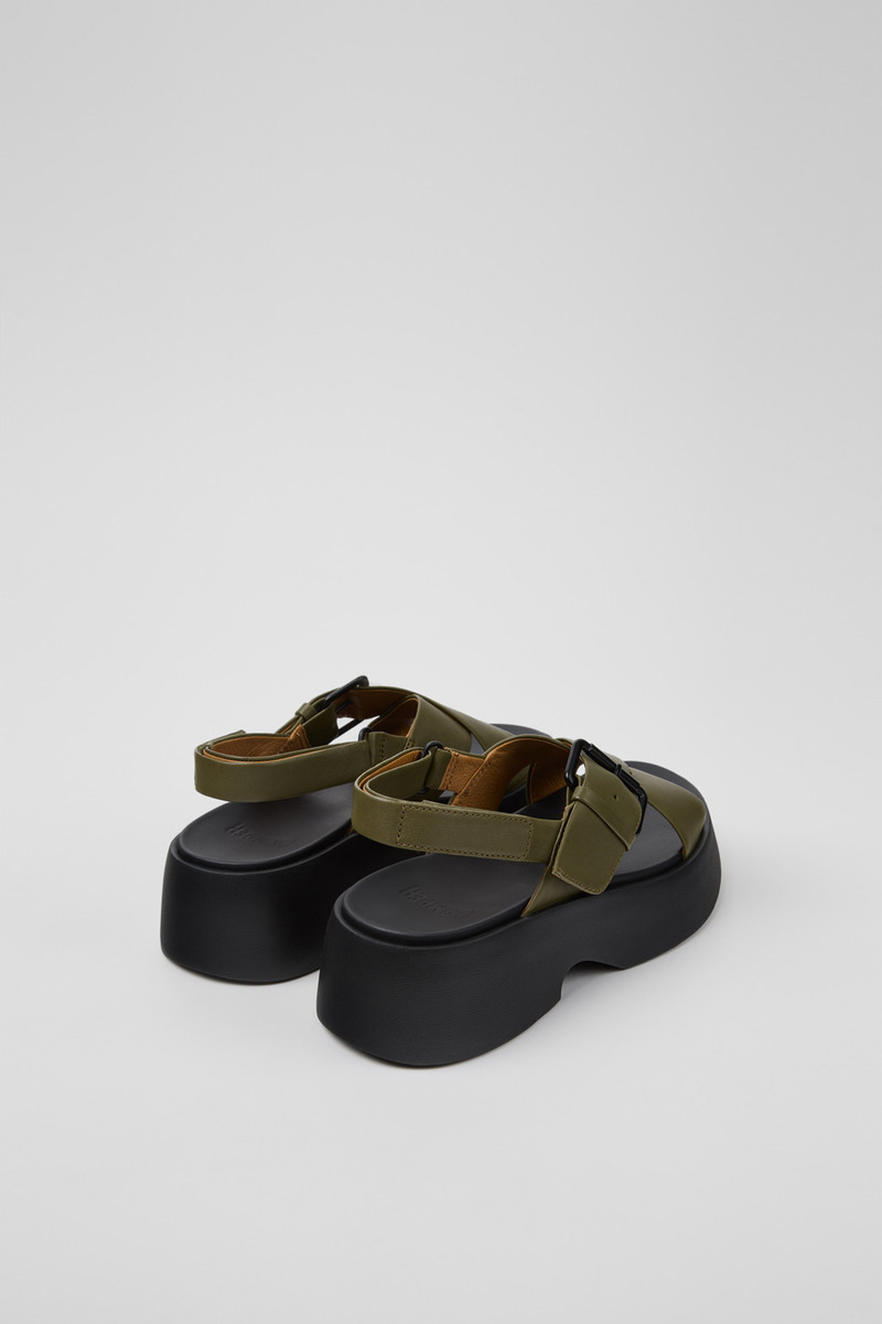 CAMPERLAB Green Leather Sandals for Women. outlook