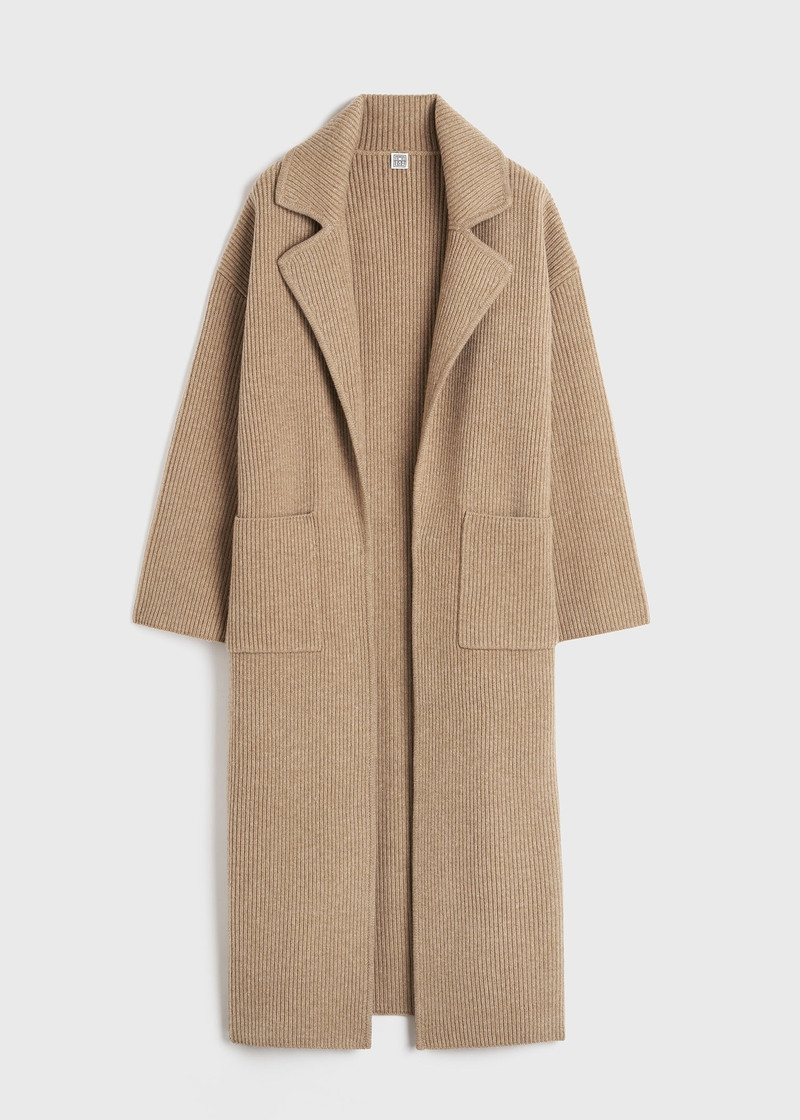 Rib-knit cardi coat biscuit 1