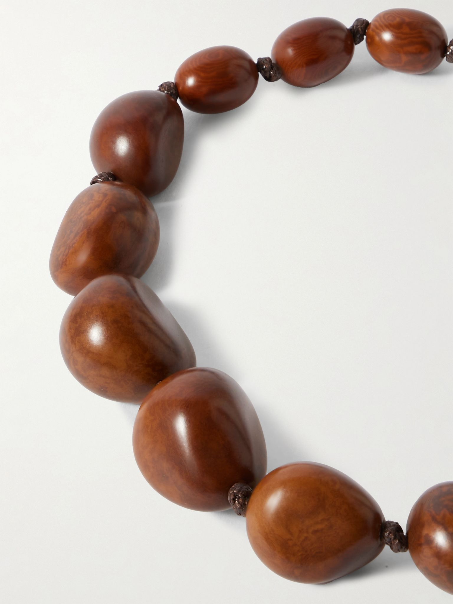 The Statement tagua and leather necklace Brown - 4