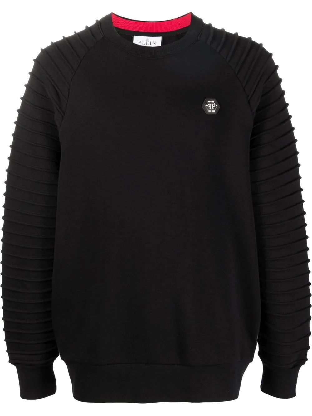 piped-sleeve logo patch sweatshirt - 1