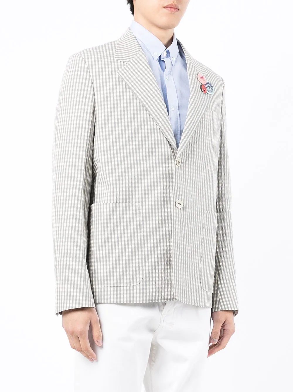 gingham-check single-breasted blazer - 3