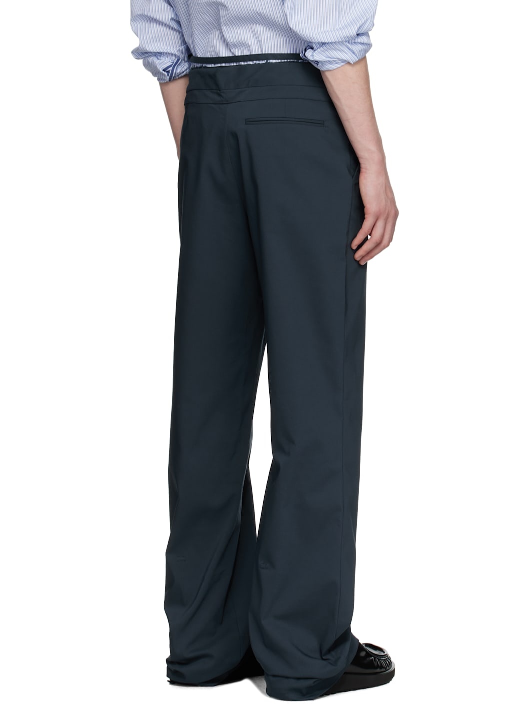 Navy Double Fold Suit Trousers - 3