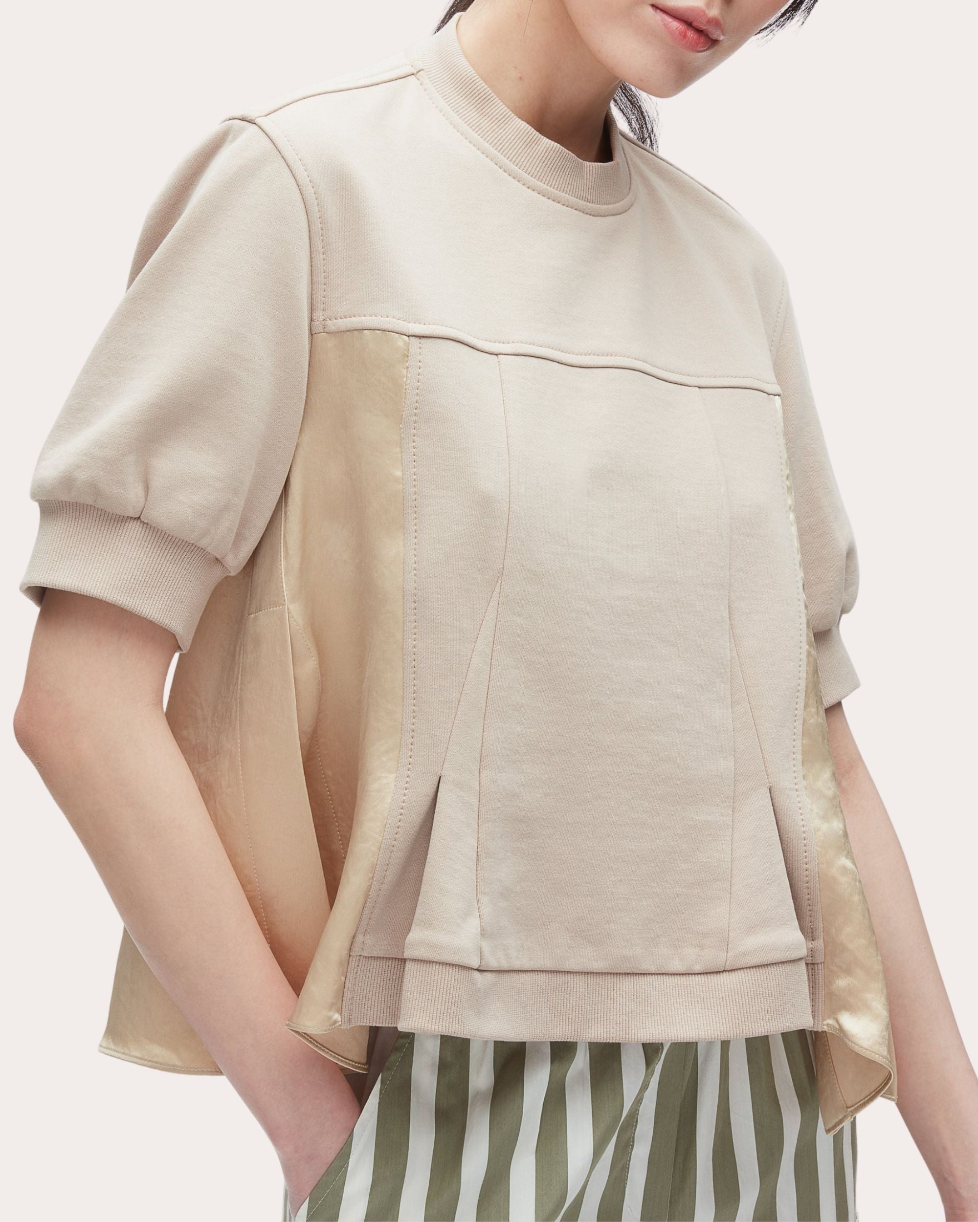 Flounce Puff-Sleeve Satin Top - 4