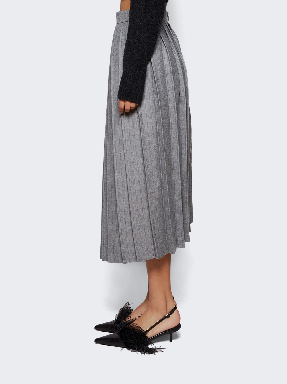 Poplin Mix Stripe Skirt Grey And Off White - 4