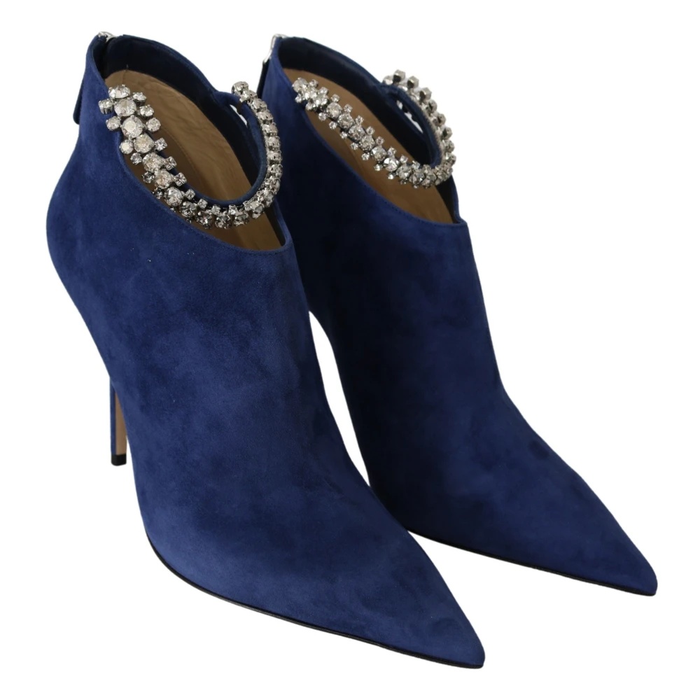 BLUE CRYSTAL STRAP HEELED BOOTS - 2