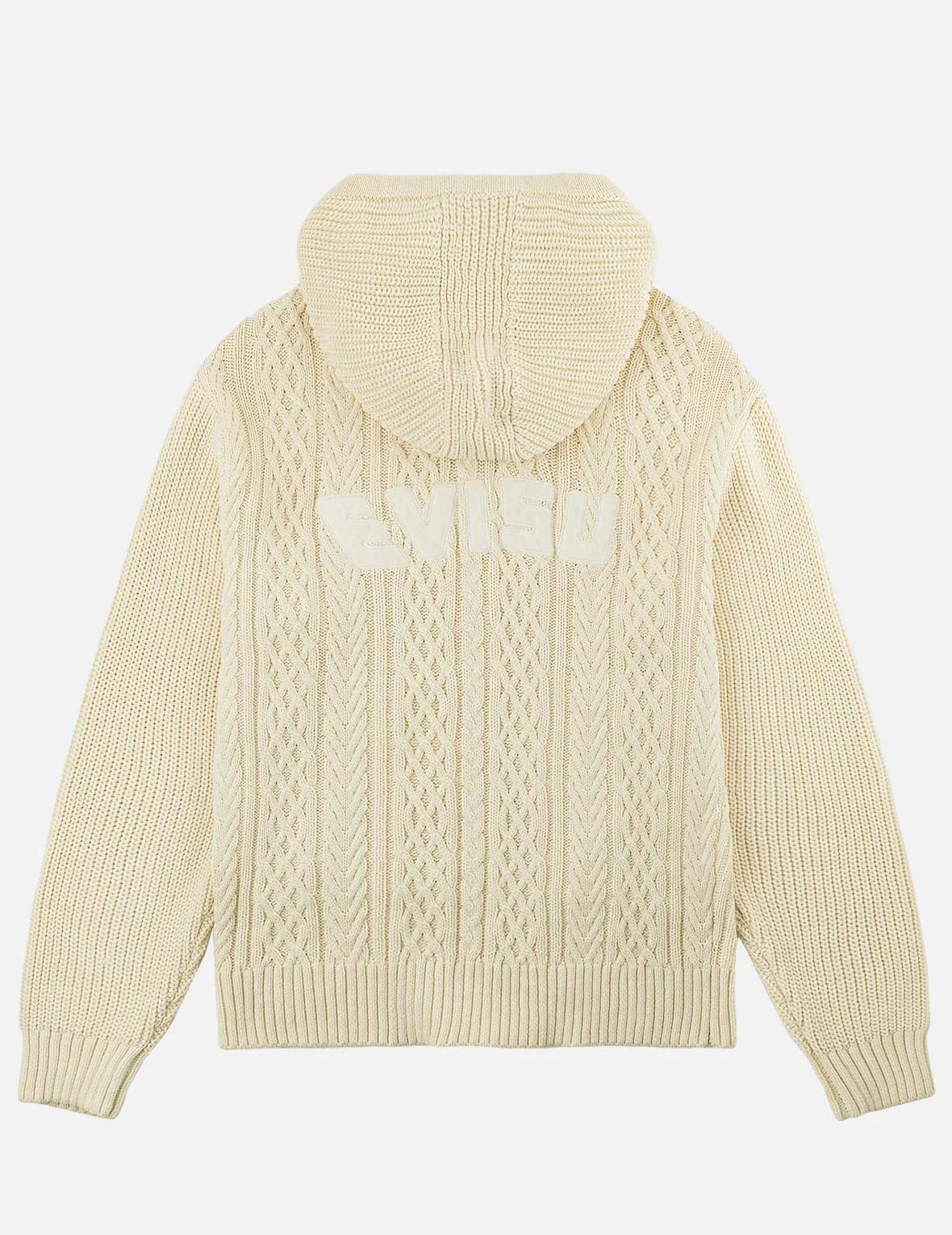 Evisu Logo Cable Knit Zip Hoodie Cardigan - 1