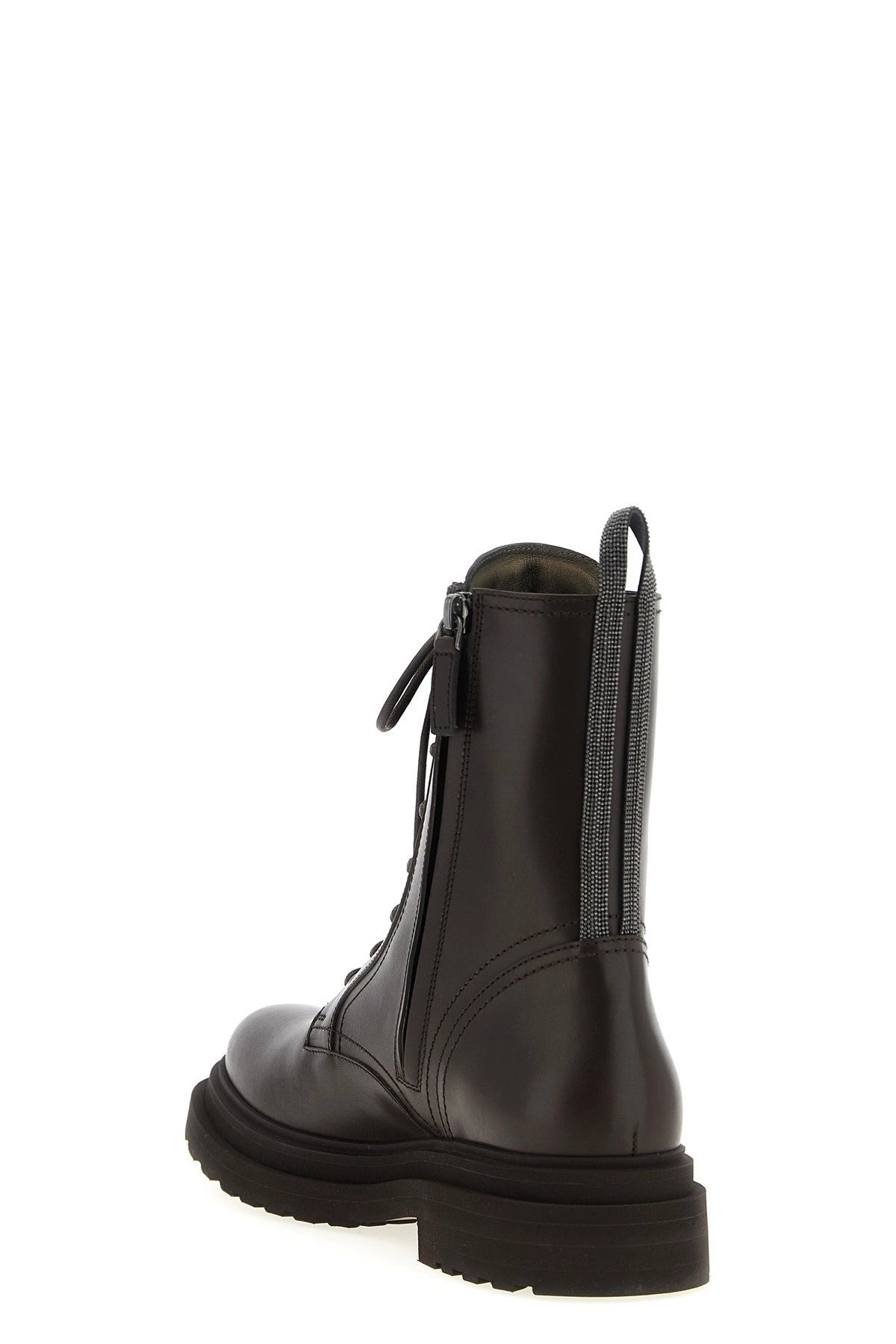 Brunello Cucinelli Women 'Shiny Loop Detail' Combat Boots - 3