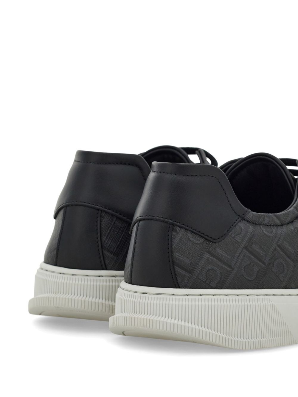 Ferragamo Men Leather And Jacquard Fabric Monogram Clayton Sneakers - 3