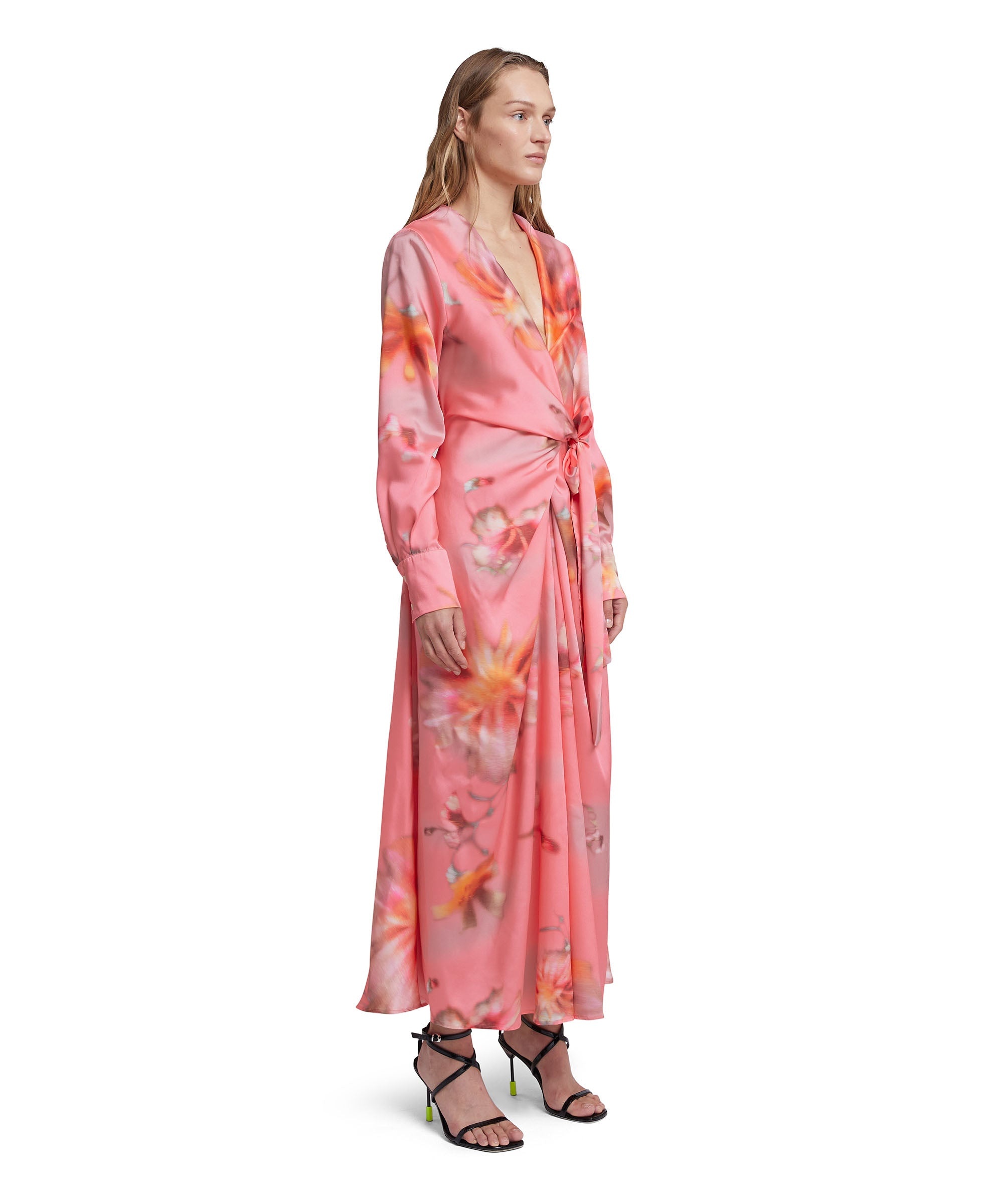 Fluid fabric wrap dress with"desert flowers" print - 4