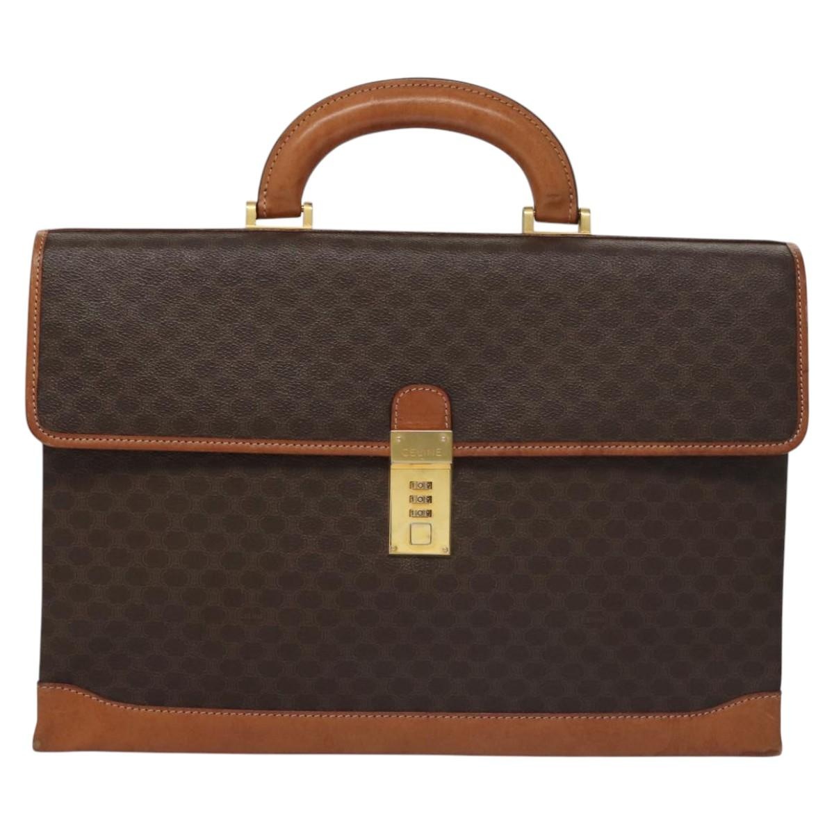 CELINE Macadam Canvas Business Bag Pvc Leather Brown Gold - 13
