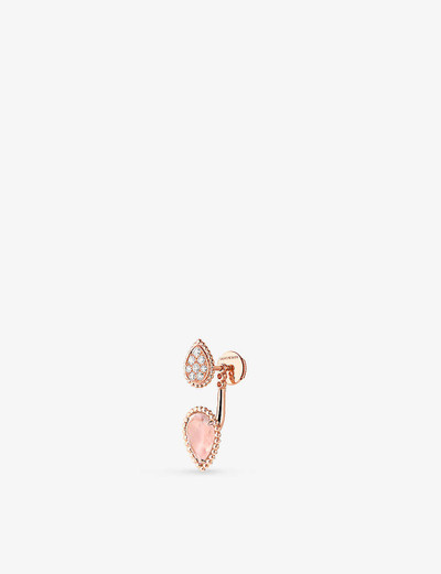 Boucheron Serpent Boheme 18ct rose-gold,0.16ct brilliant-cut diamond and 1.5ct pink quartz earrings outlook