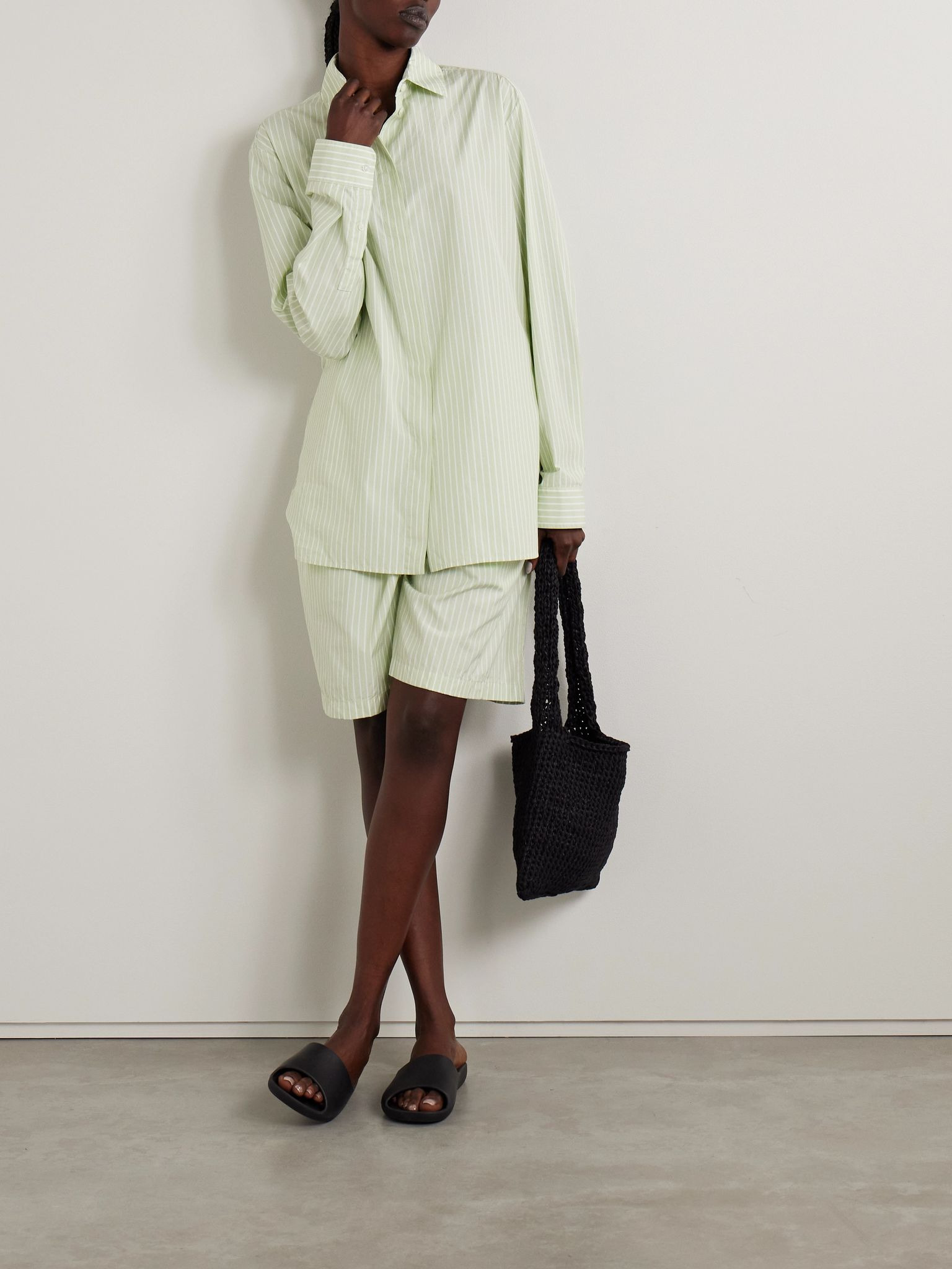 Vanda striped cotton-poplin shirt Green - 2