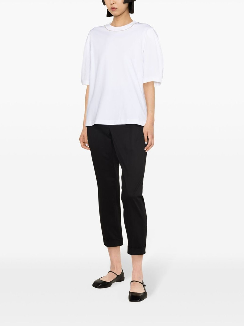bead-trim stretch-cotton T-shirt 3