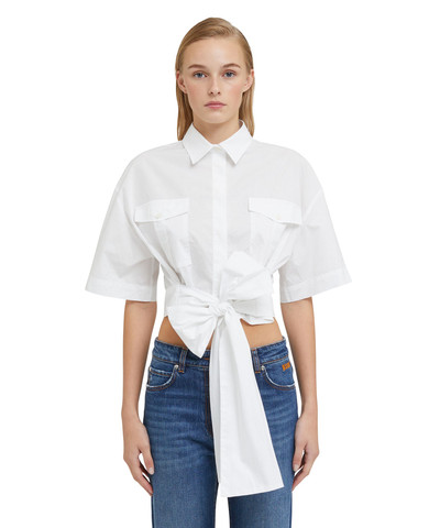 MSGM Poplin short sleeve crop shirt with bow outlook