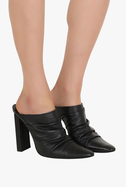 Black draped leather Ulla mules - 7