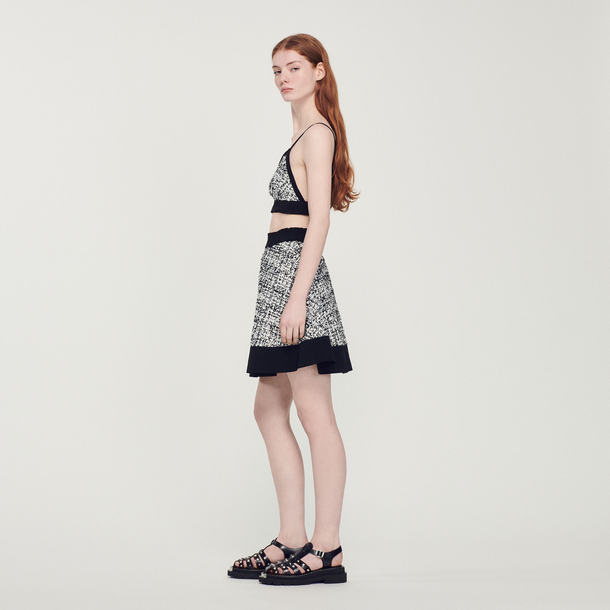 Two-tone tweed crop top - 7