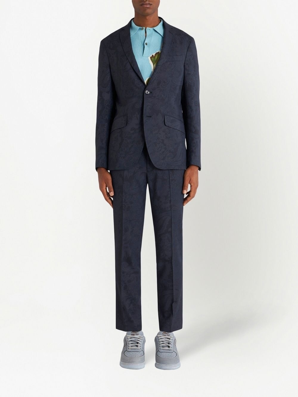 patterned-jacquard straight-leg trousers - 2
