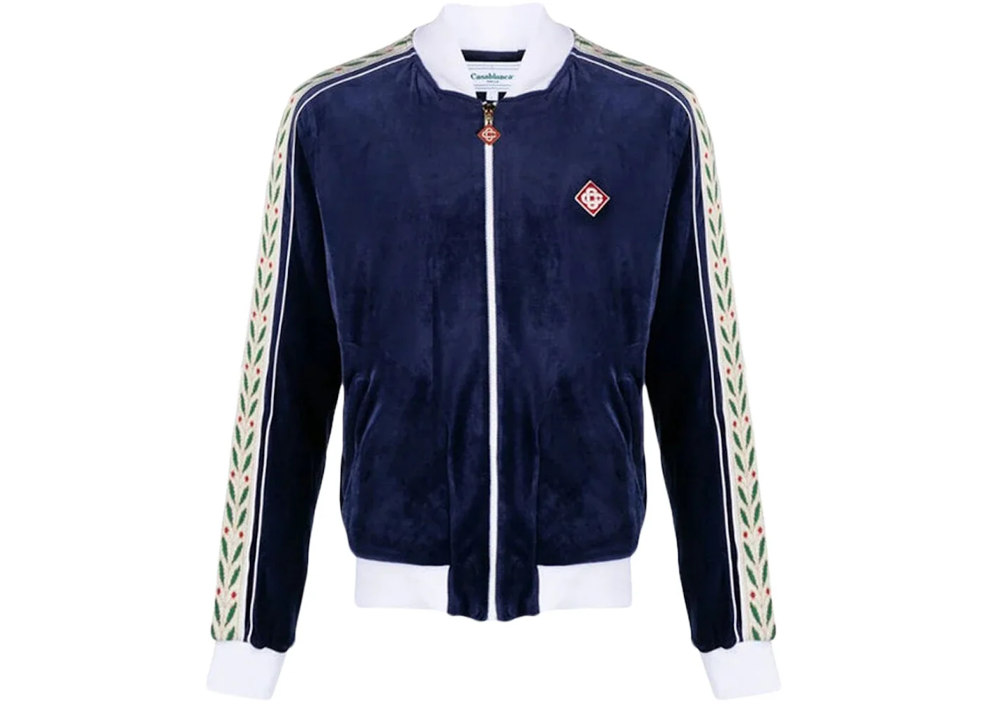 Casablanca Laurel Velour Tracksuit Top Navy Blue - 1