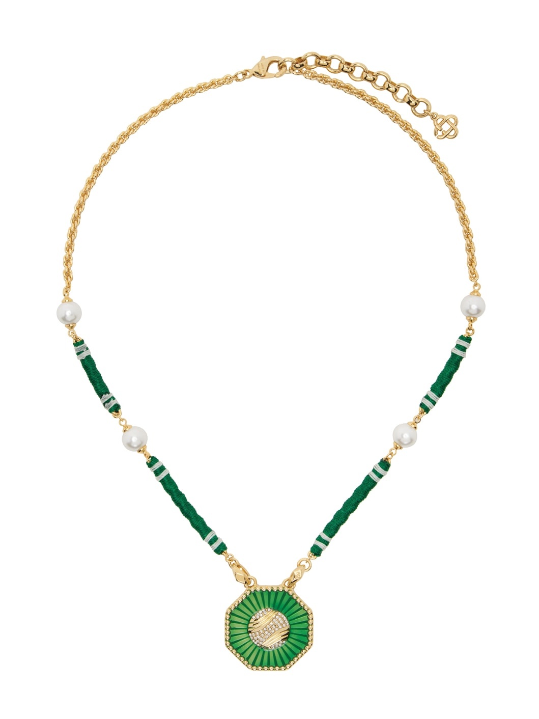 Gold & Green Crystal Tennis Ball Necklace - 1