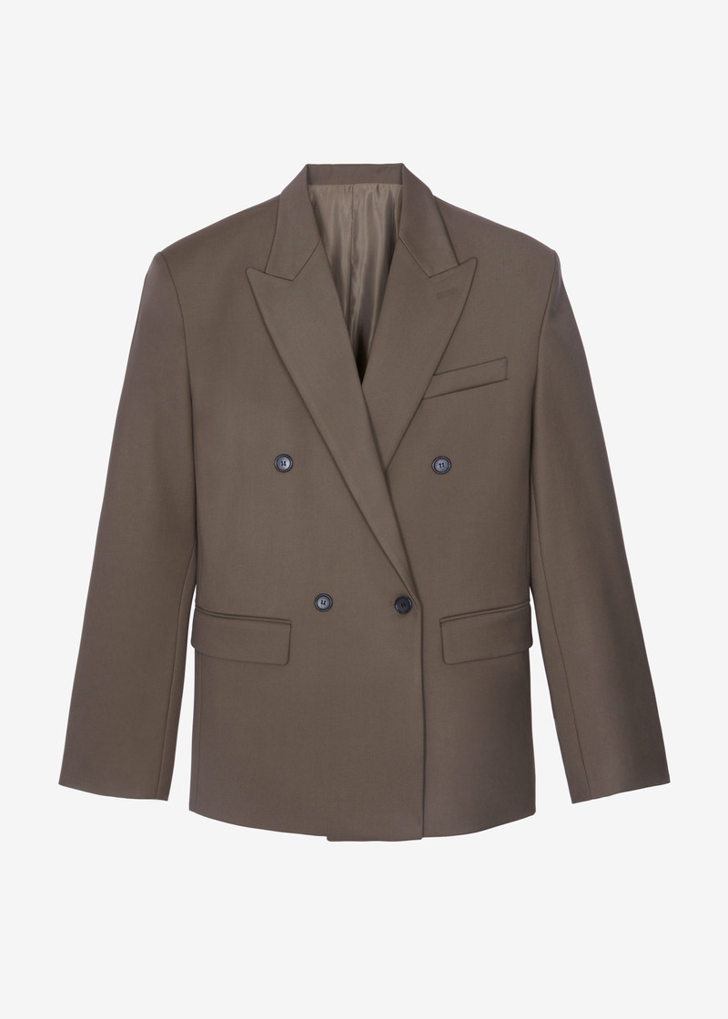 Pallen Double Breasted Blazer - Brown 1