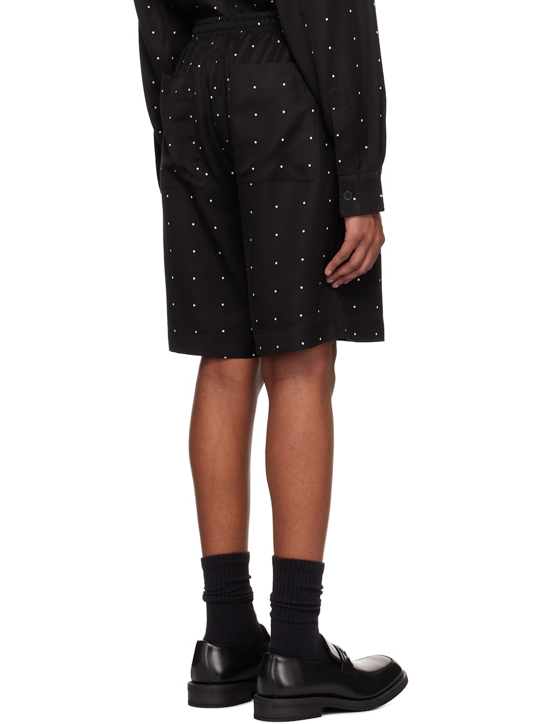 Black Dotted Elasticated Shorts - 3