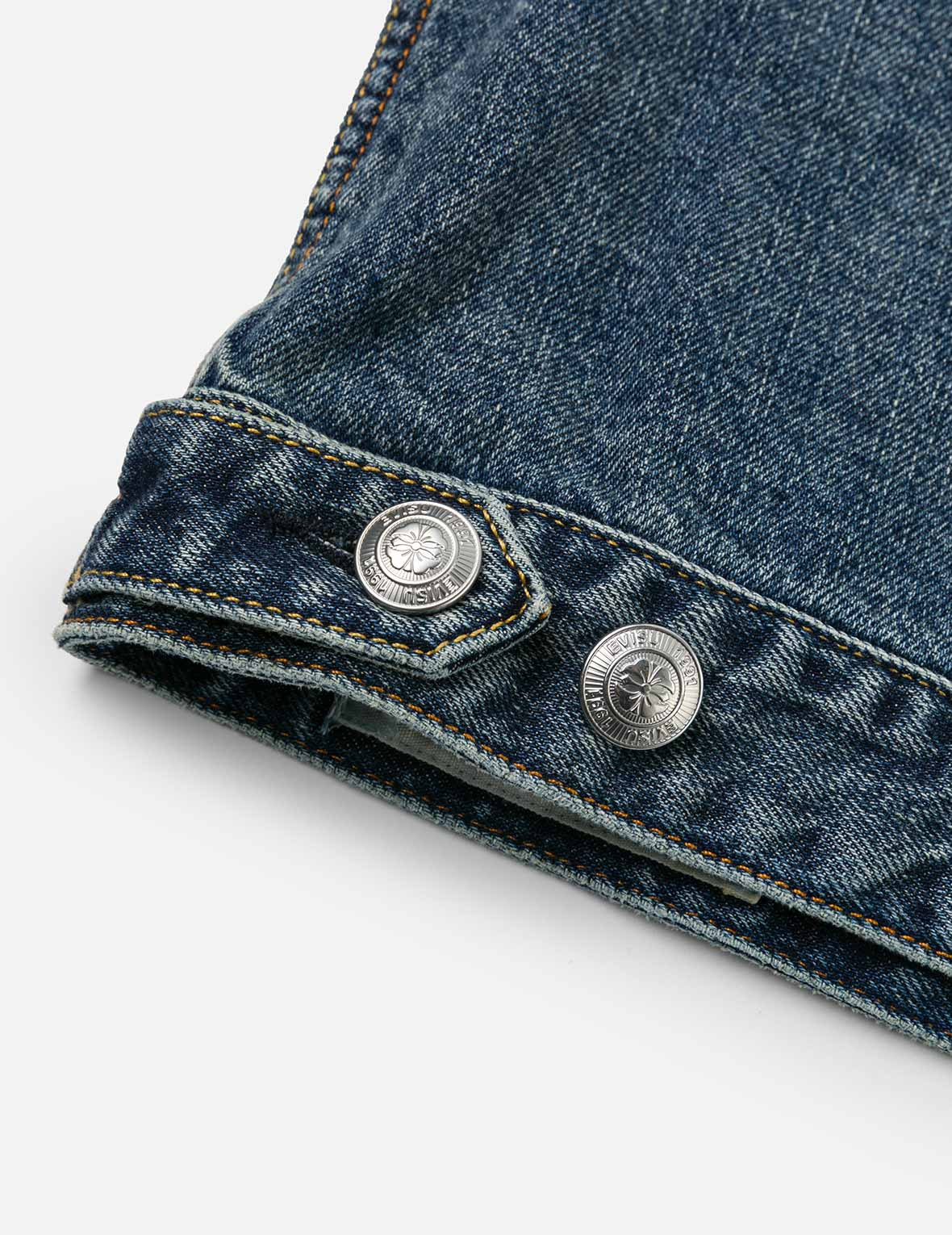 Brocade Inserted Daicock Regular Fit Denim Jacket - 11