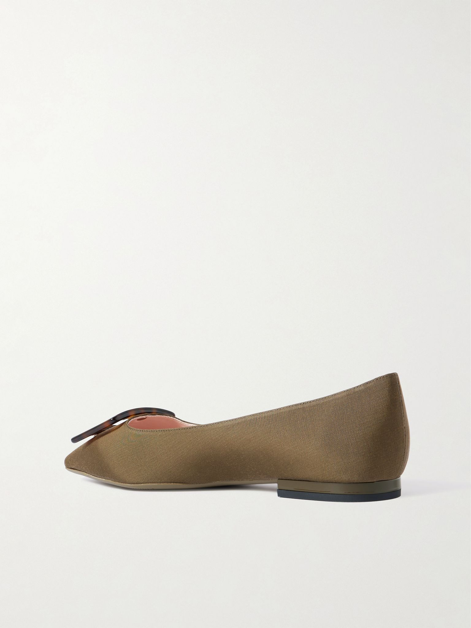 Gommettine buckled grosgrain ballet flats Army green - 3