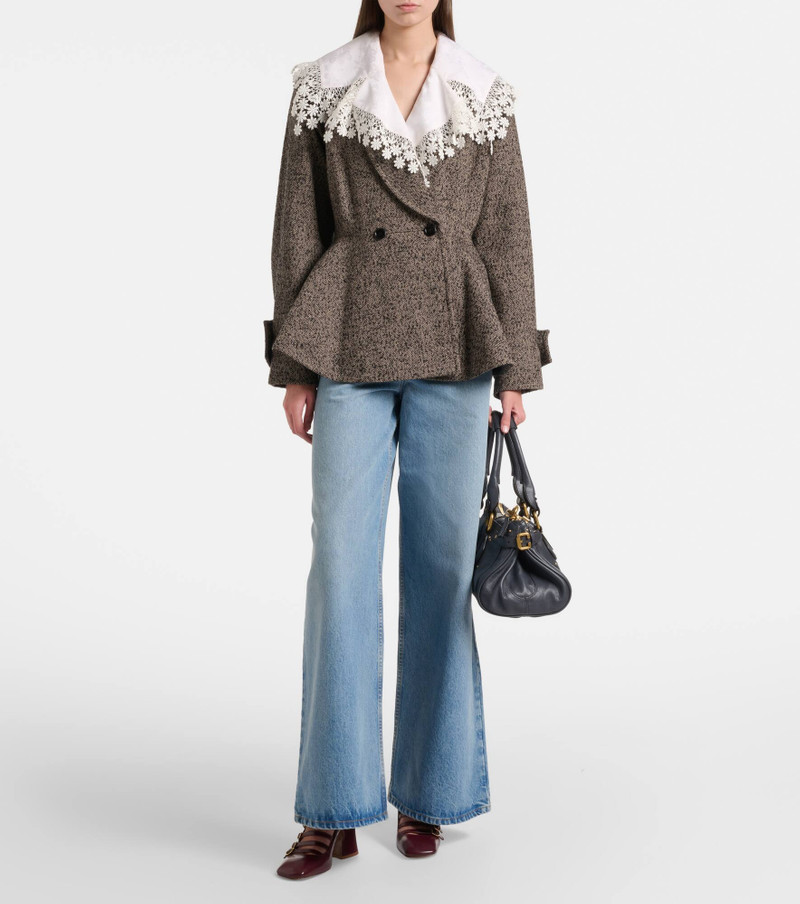 Chloé Herringbone peplum wool-blend coat outlook