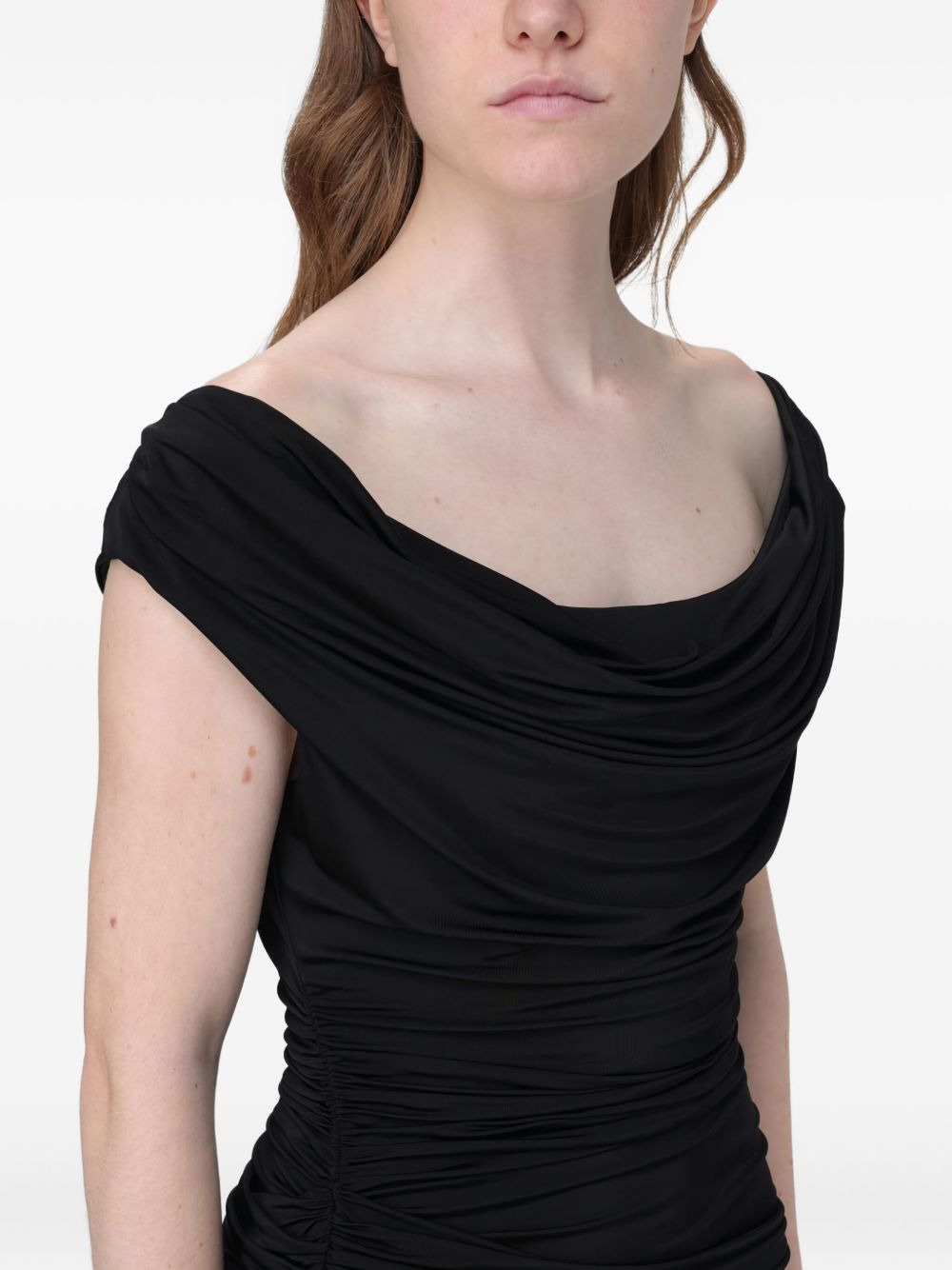 cowl-neck draped mini dress - 4