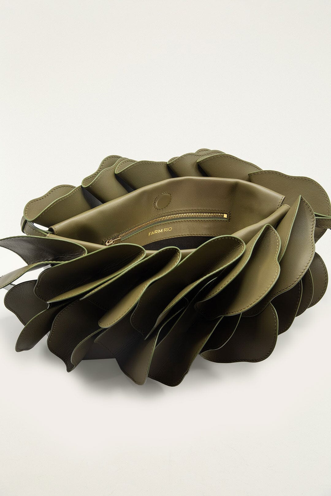 Green Leather Shoulder Flower Bag - 3