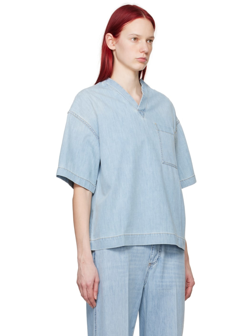 Blue Bleached Denim Shirt - 2