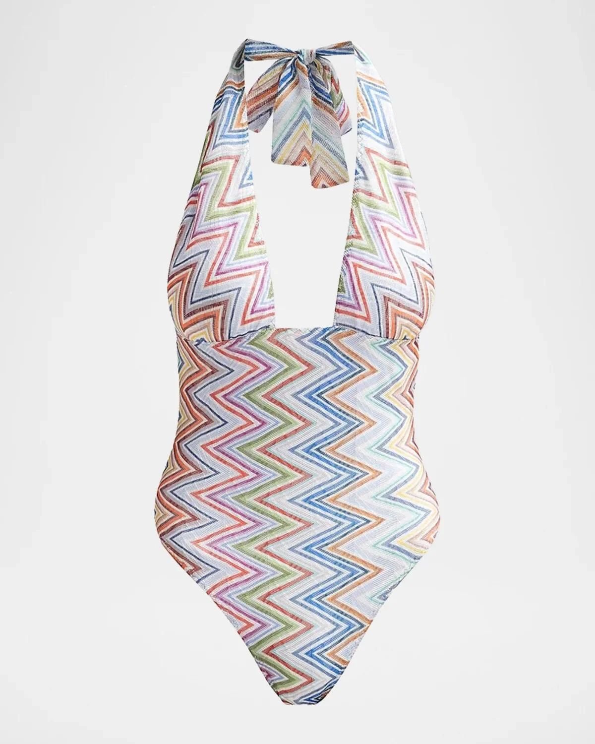 Chevron Halterneck One-Piece Swimsuit - 1