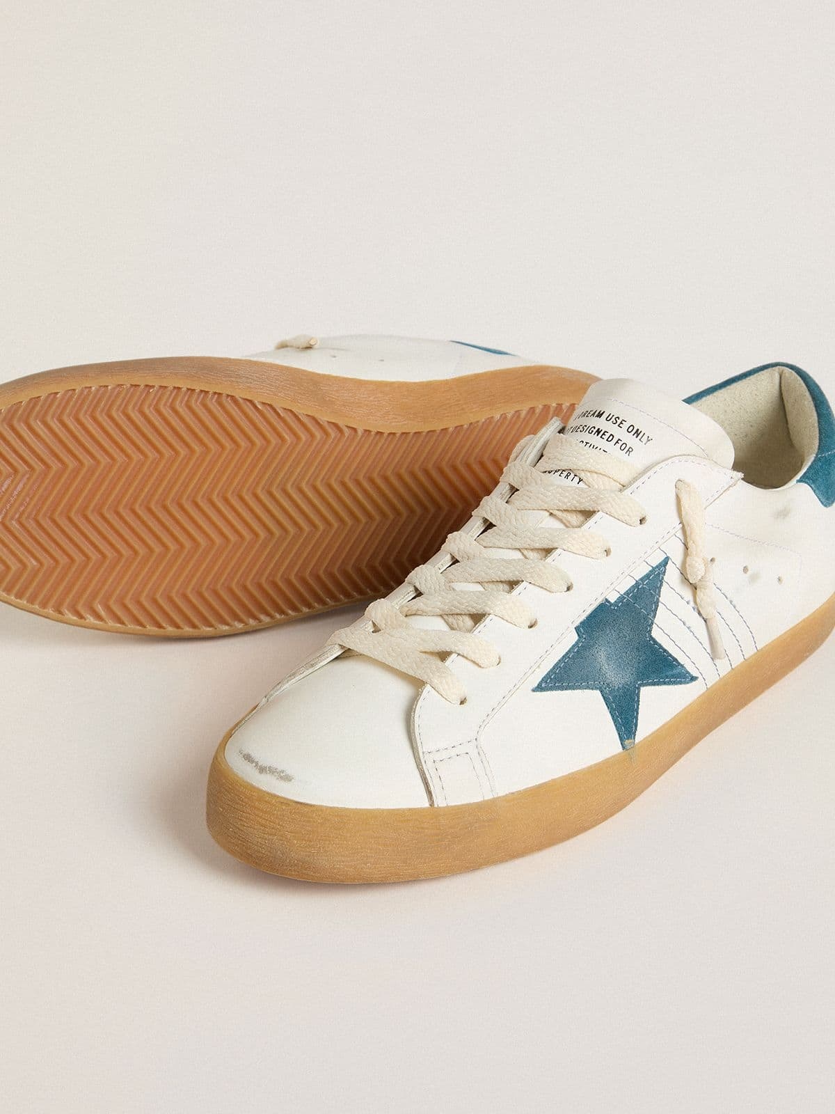 Super-Star in leather with petrol-blue suede star and heel tab - 3