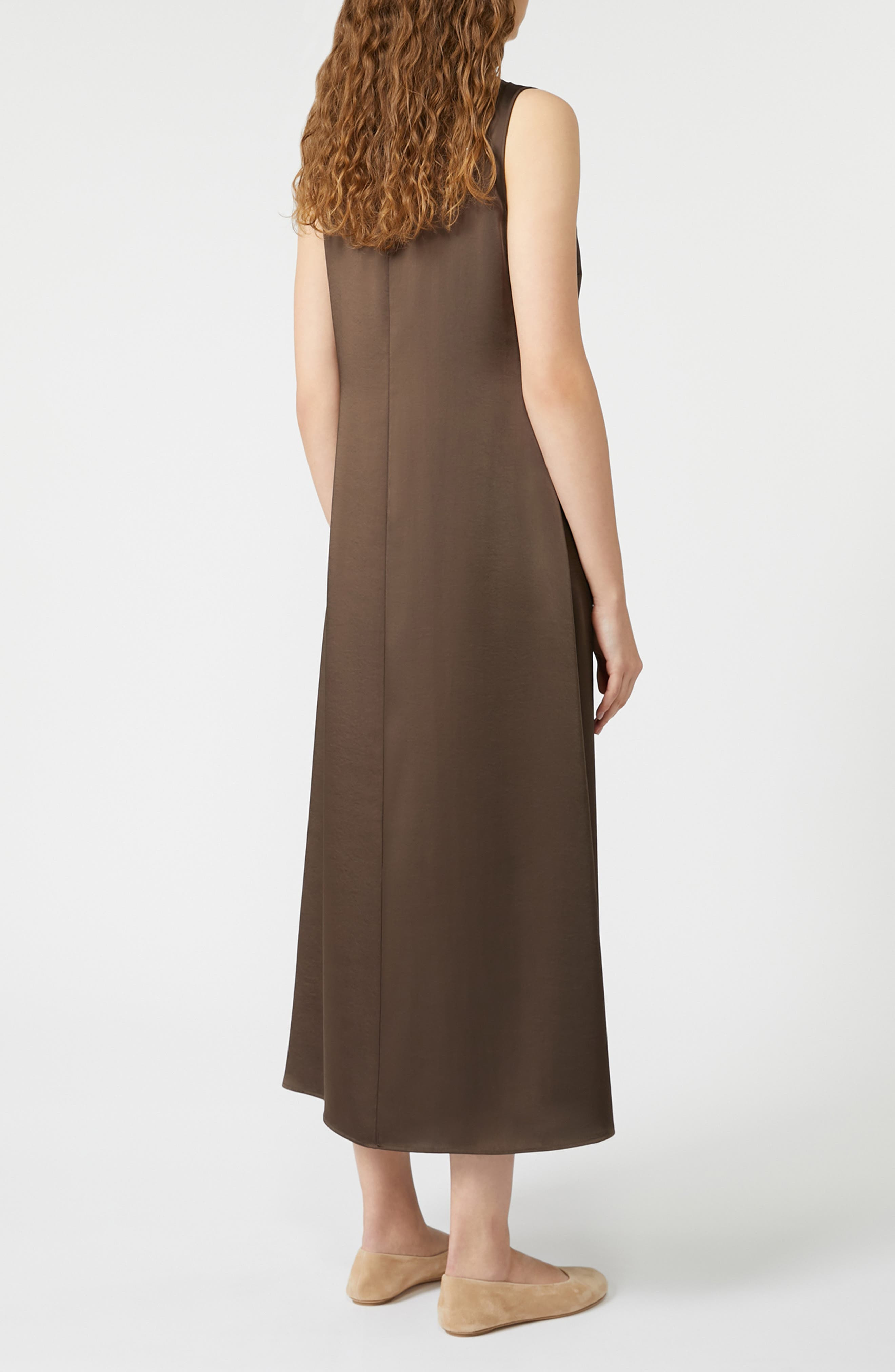 Weekend Max Mara Canossa Sleeveless Satin Dress in Chocolate at Nordstrom - 2