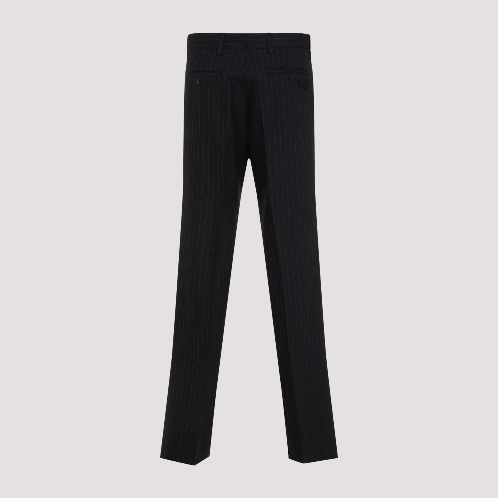 パンツ Miu Miu Pinstriped Wool Trousers With Elastic Waistband Miu Miu Pinstripe Herringbone Wool Trousers | Black | FARFETCH