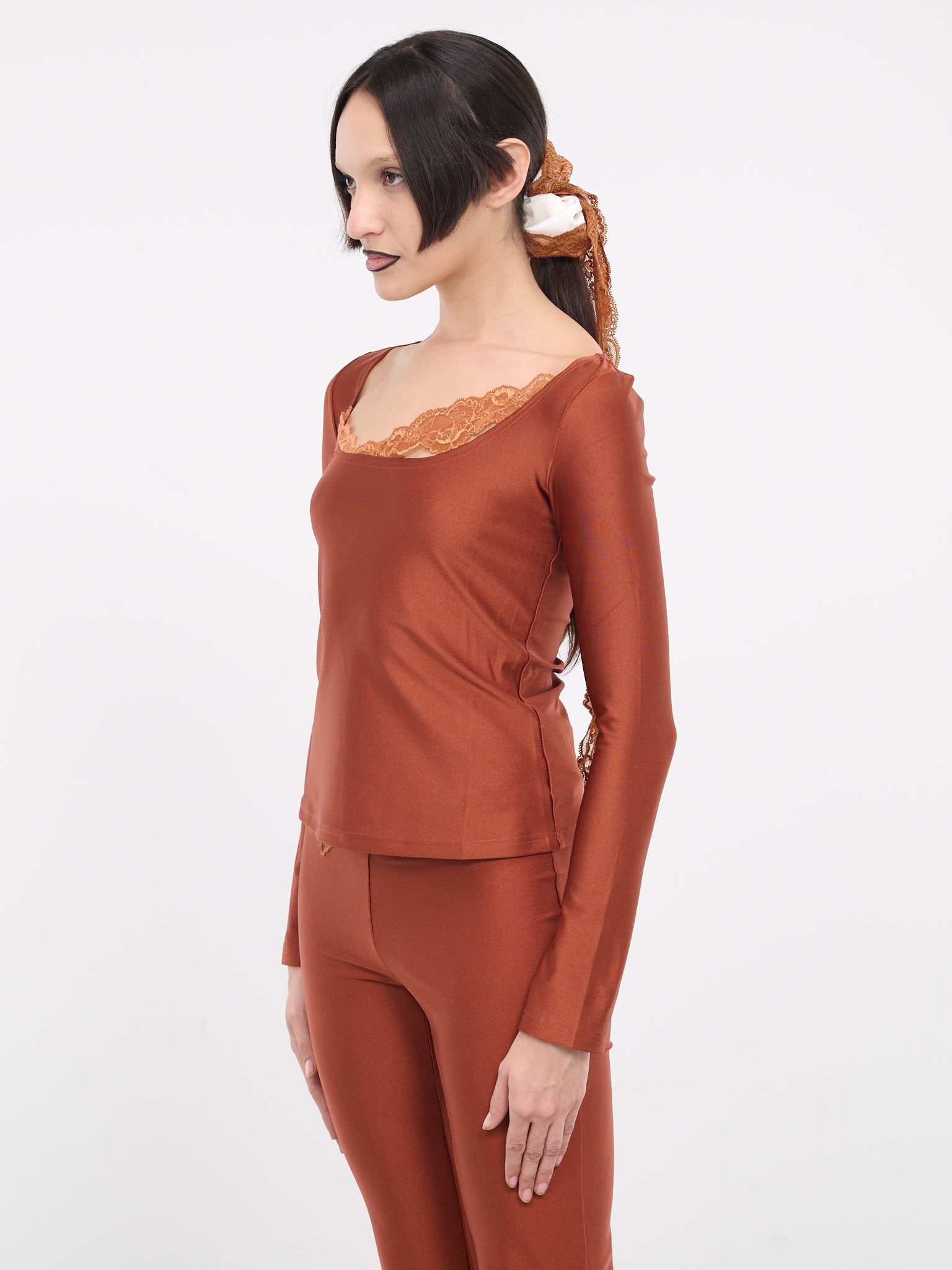 Asymmetric Lace Trim Top - 2