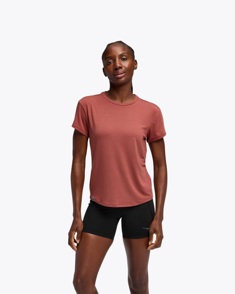 Women's HOKA Essential Tee Shirt in Rouge 1