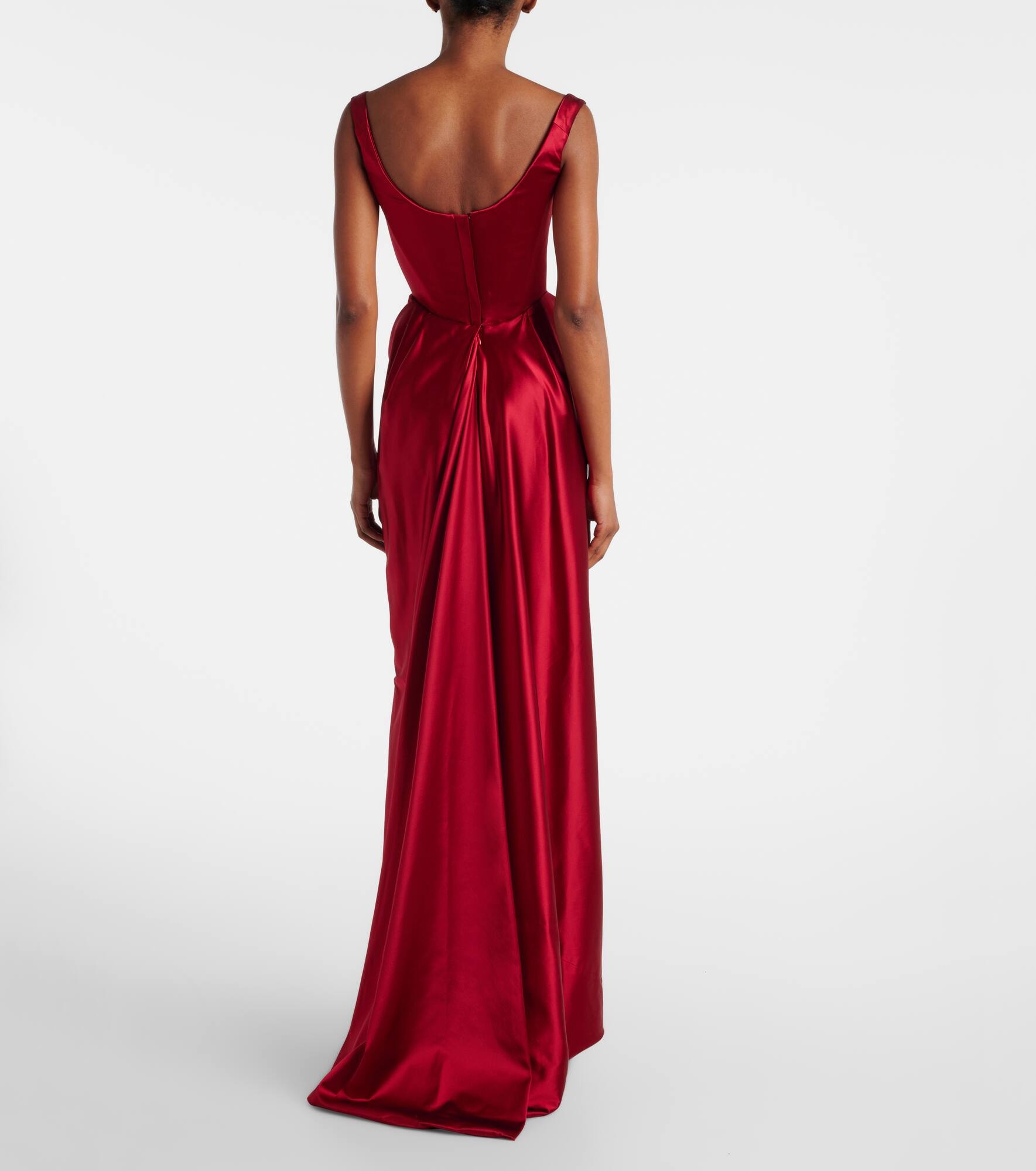Camille draped crêpe satin bustier gown - 3