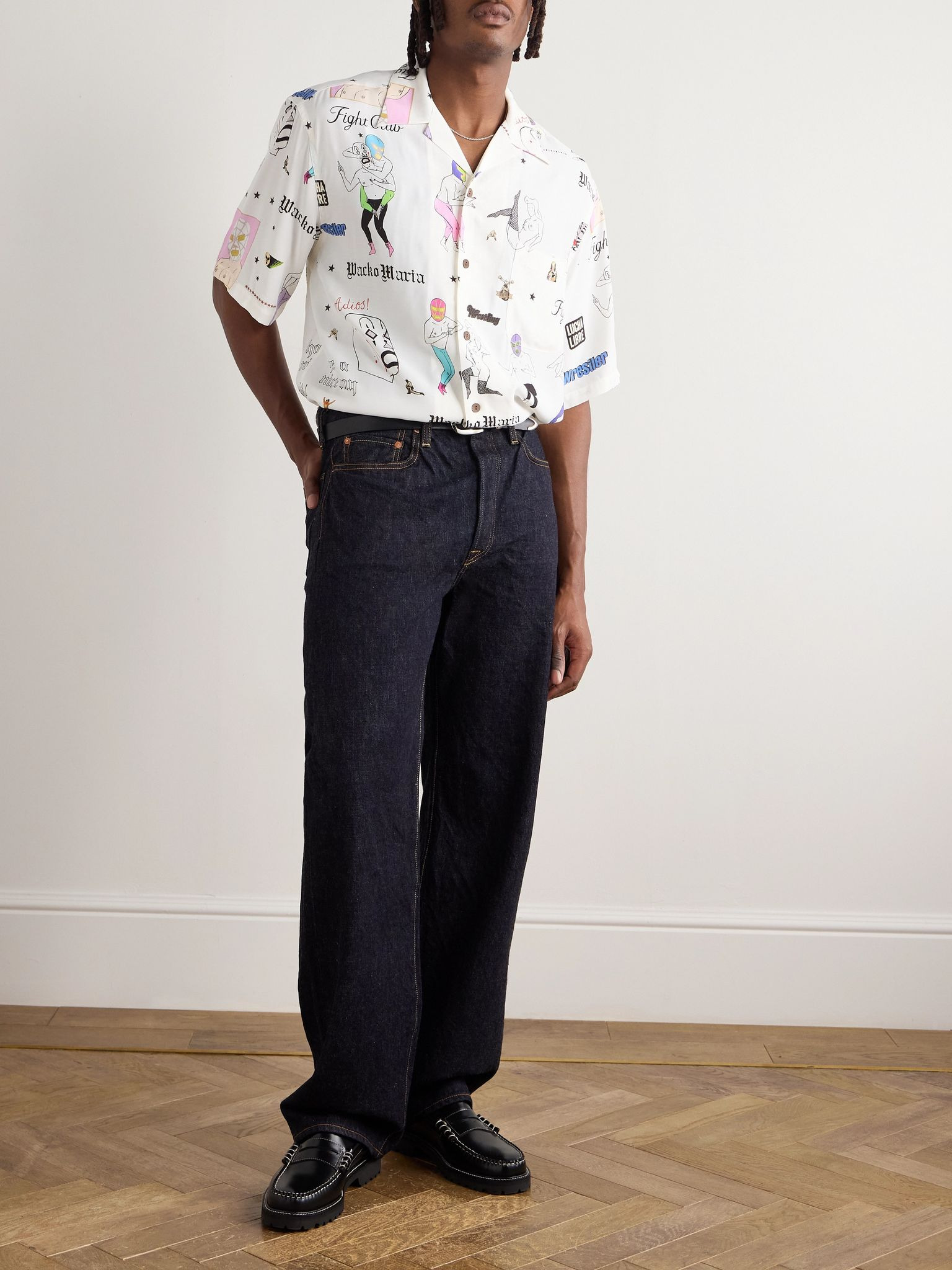 Type-10 Convertible-Collar Printed Matte-Satin Twill Shirt White - 2