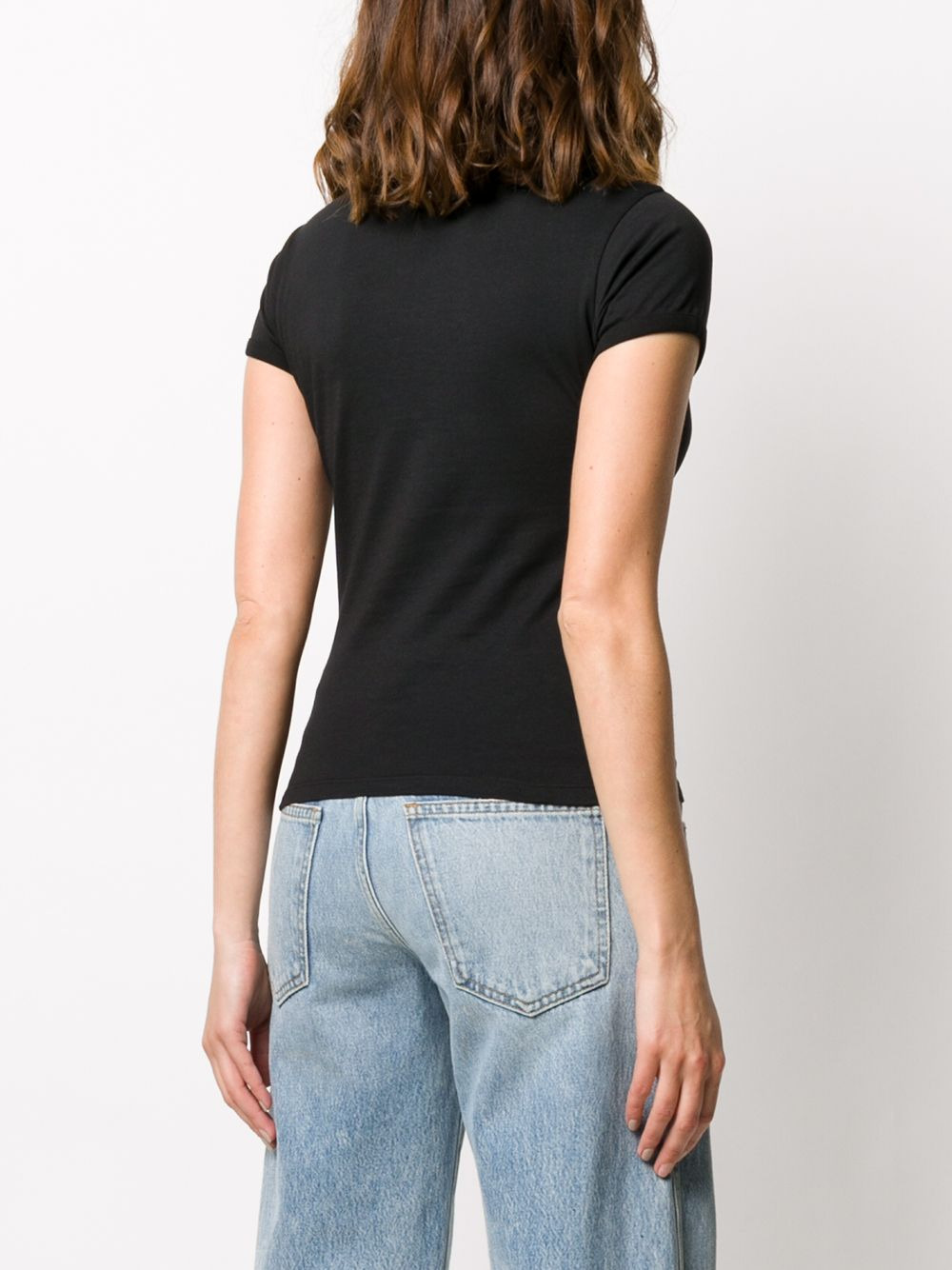 slogan print fitted T-shirt - 4