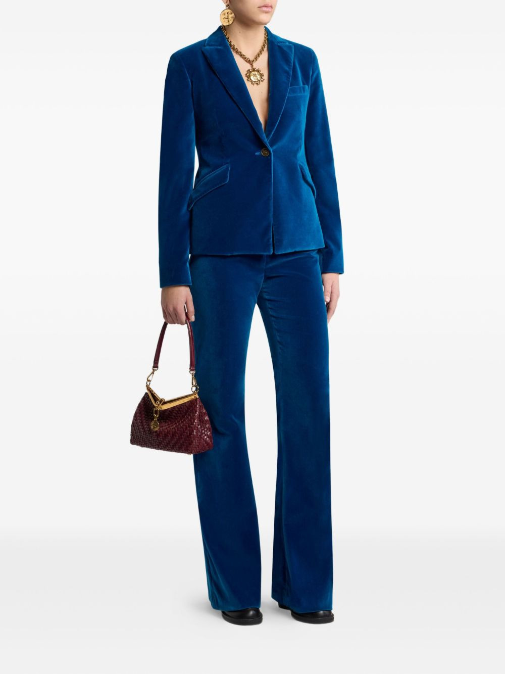 single-breasted velvet blazer - 2