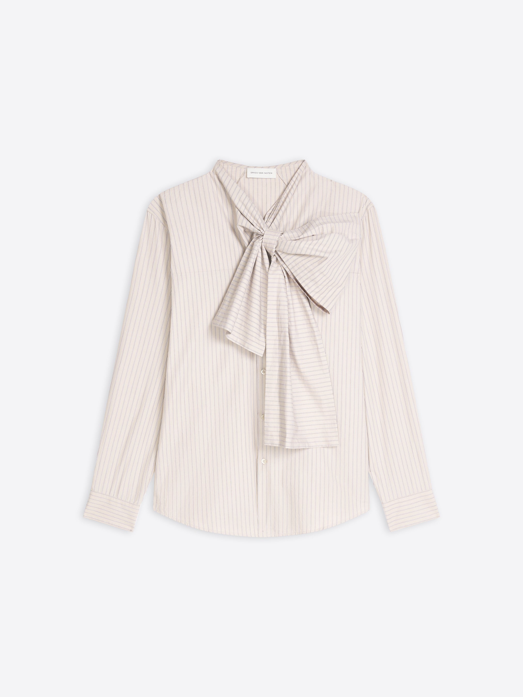 BOW NECK COTTON SHIRT - 1