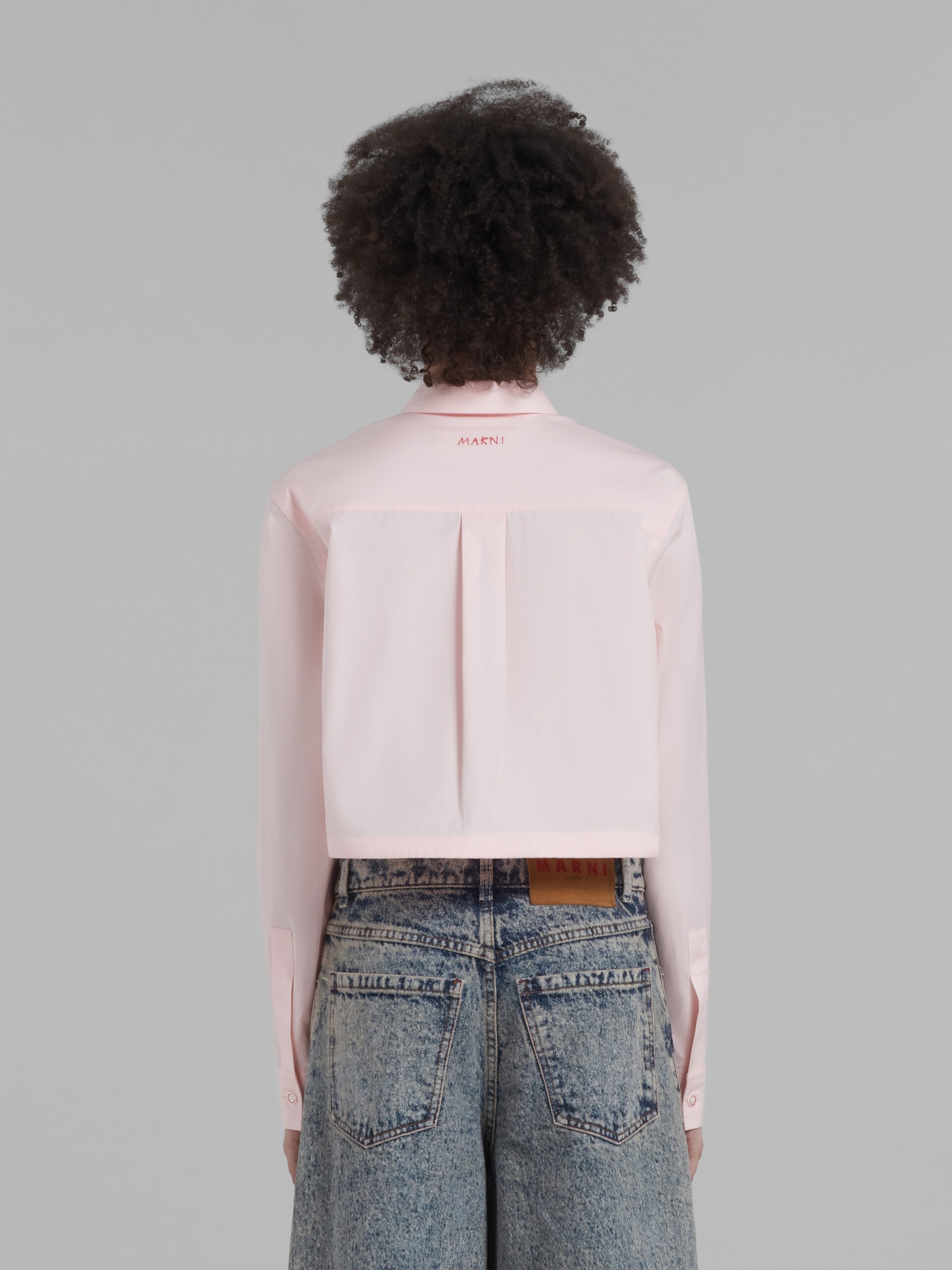 PINK CROPPED SHIRT IN BIO POPLIN - 3