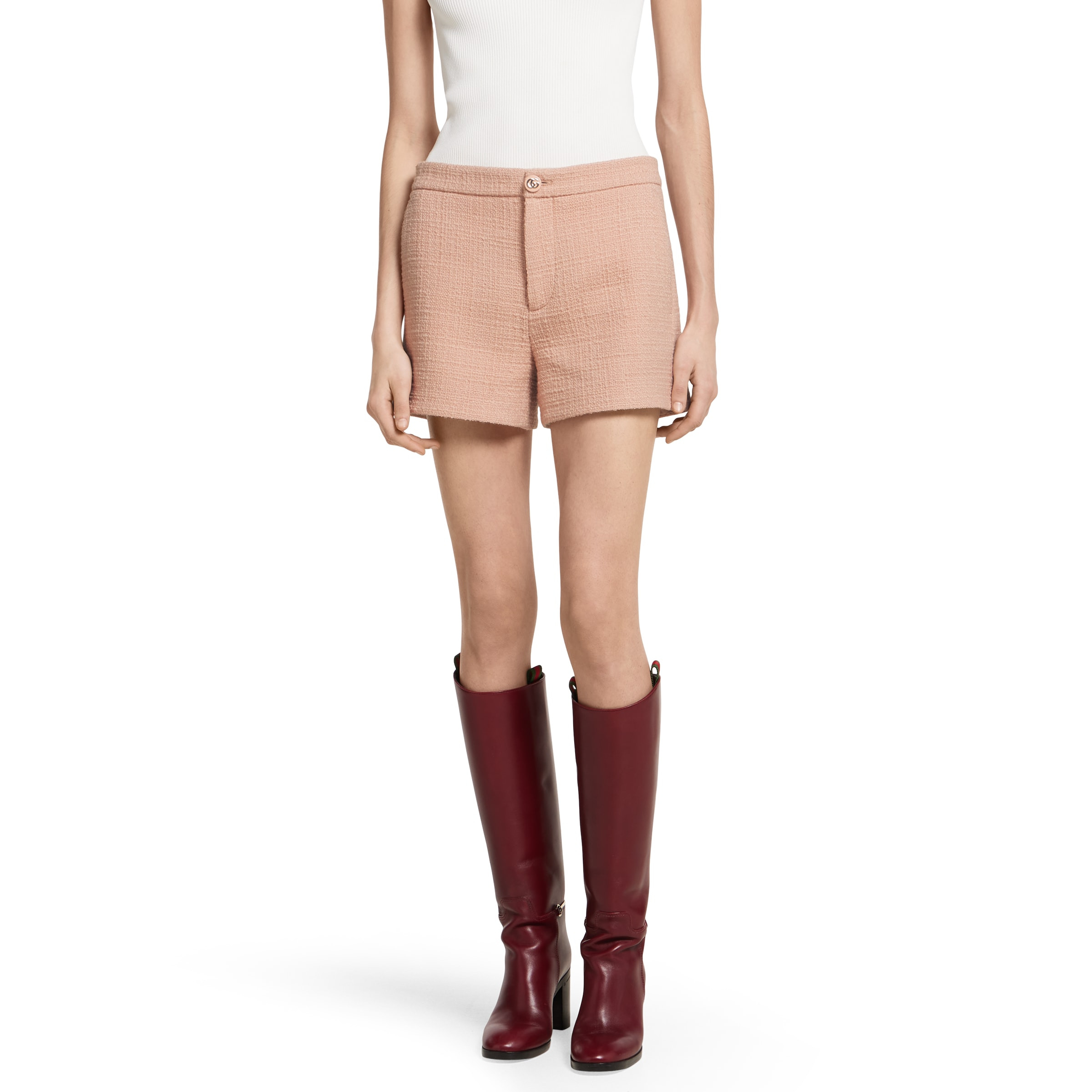 Textured wool tweed shorts - 3